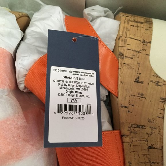 NIB Universal Thread Benni Heels Contoured Footbed for Support - Orange - 7 1/2 - Picture 7 of 8